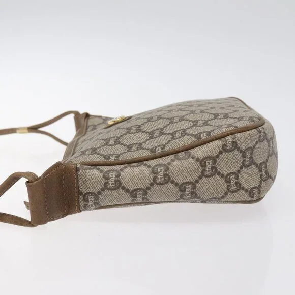 GUCCI GG Plus Supreme Shoulder Bag PVC Beige Auth